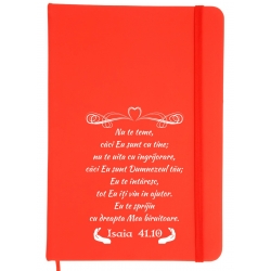 Notepad rosu A5 personalizat, Nu te teme caci Eu sunt cu tine